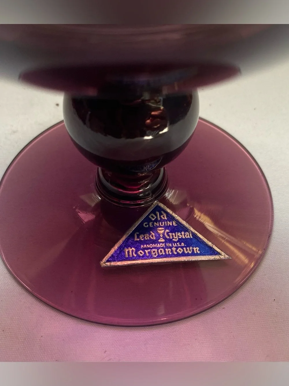 Morgantown WV purple / amethyst footed crystal glass goblet / vase- MINT..